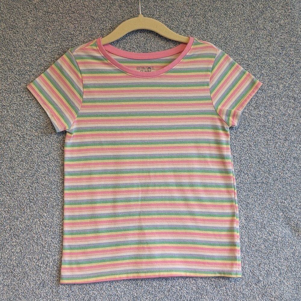 Garanimals Girls Size 5T Pastel Pink Rainbow Play Short Sleeve Shirt